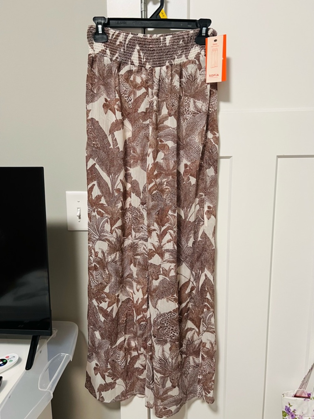 NWT Sofia by Sofia Vergara Wide Leg Swim Tropical Cover Up Pants